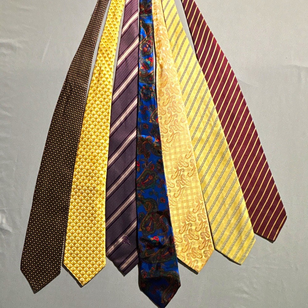 Designer Silk Tie Lot 7pc Giorgio Armani Balenciaga Nina Ricci Countess Mara